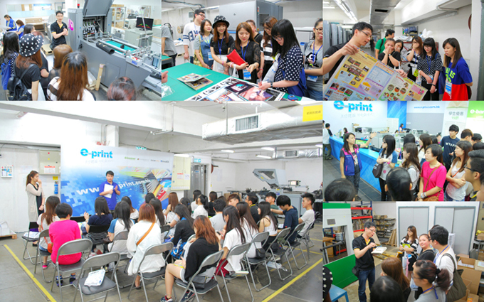 The staffs of e-print introduce the printing procedure to the students.