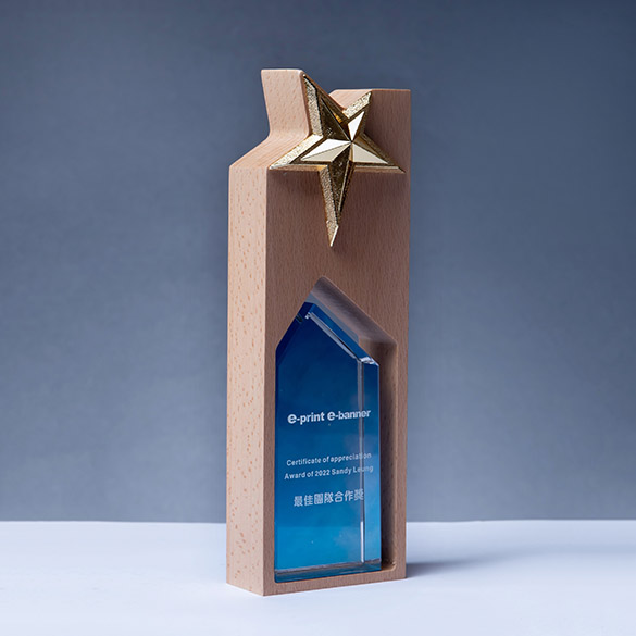Wooden Crystal Trophy - B010