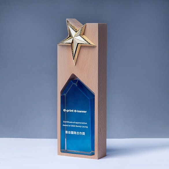 Wooden Crystal Trophy - B010