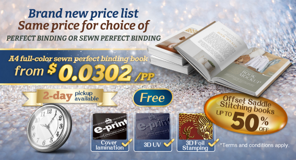 Saddle Stitching Booklet, Sewn / Perfect Binding Booklet Up to 50% off